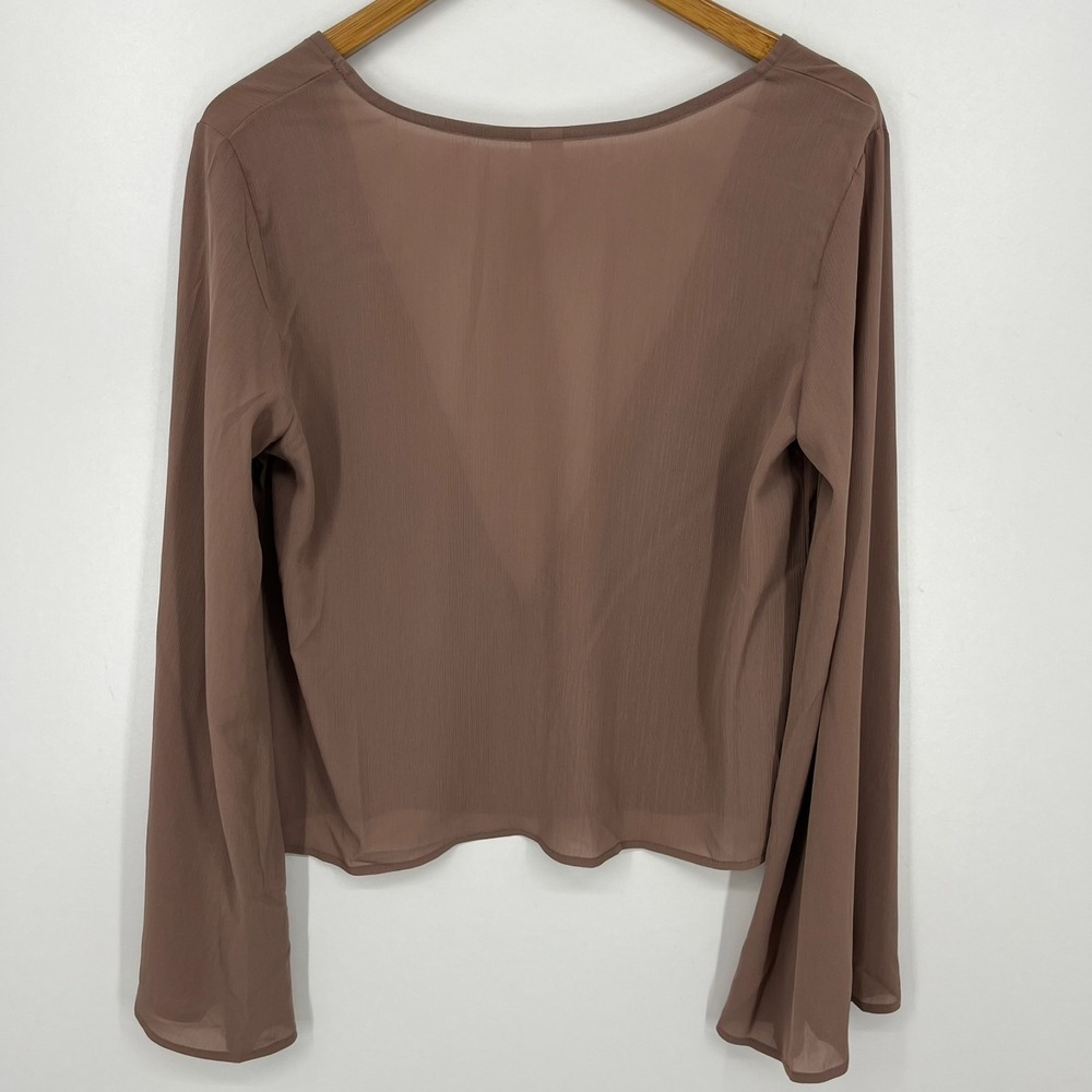 Missguided Blouse Women's Size S Purple Solid Open Neck Long Sleeve New NWT - Picture 6 of 9